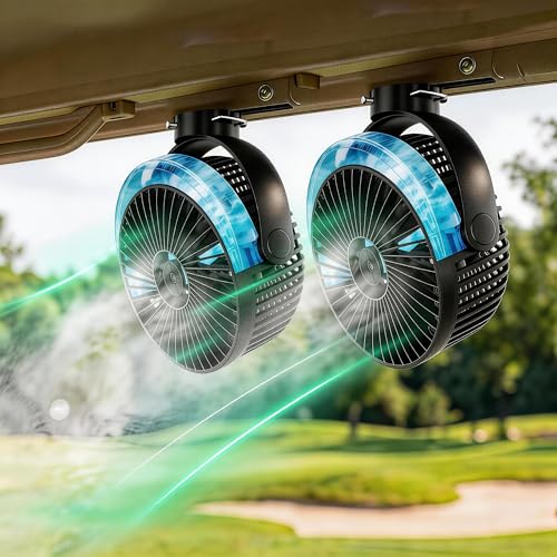 2-Pack Magnetic Golf Cart Misting Fan with 12000mAh Battery