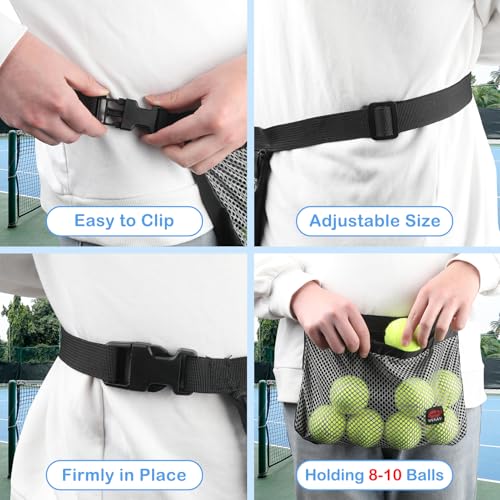 NVAAV Tennis Ball Holder, Pickleball Waist Pouch – 1 Pack, Adjustable Belt
