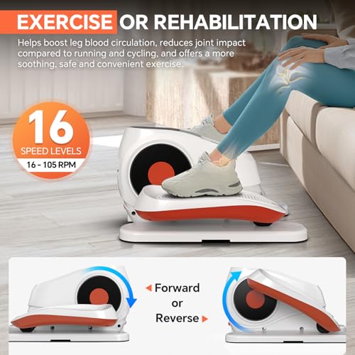 16-Speed Electric Under Desk Elliptical Machine - White