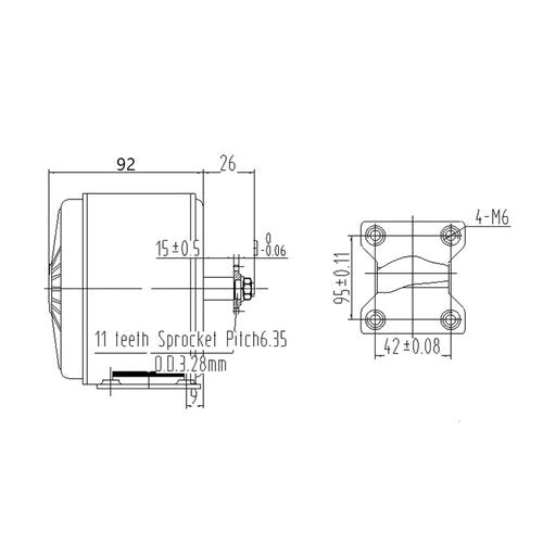 24V 250W 36V350W Scooter Bicycle DIY 250W 350W Motor Engine High Speed Motor 11 Tooth 6mm Chain Sprocket (36V350W)