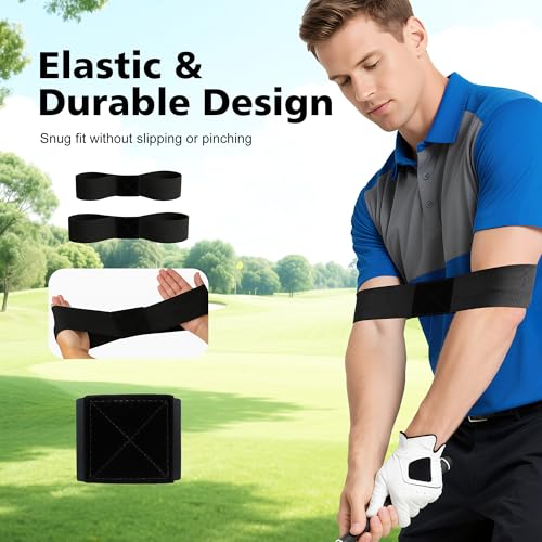 2 Pack Golf Swing Training Aid - Adjustable Arm Sync Band for Mechanics