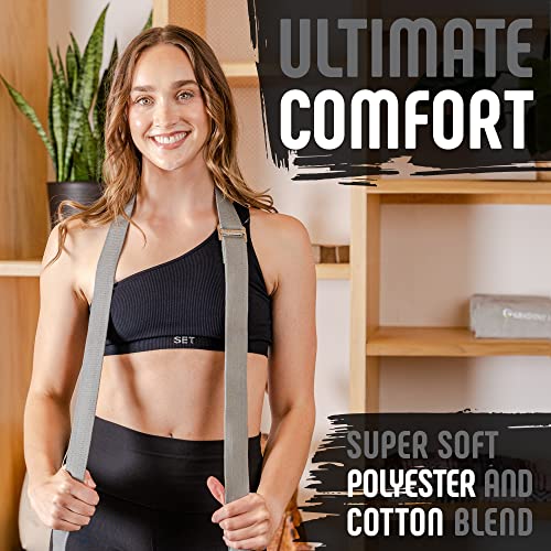 Yoga Strap with Friction-Less Buckle - 8 Feet, Grey