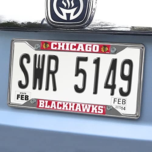 NHL Chrome Metal License Plate Frame - Chicago Blackhawks