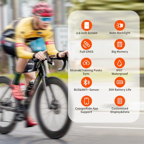 COOSPO Wireless GPS Bike Computer BC200 with Speed Sensor - Waterproof