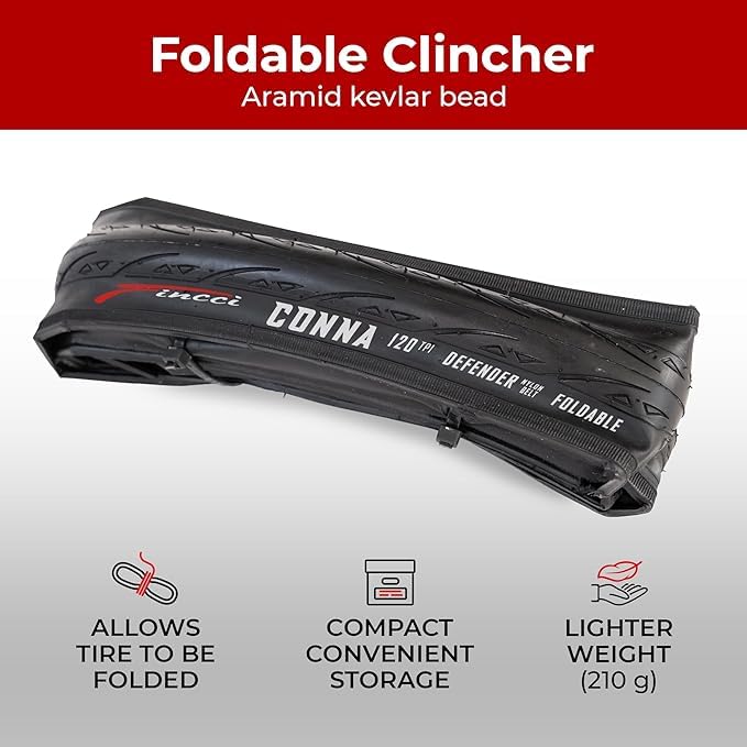 Fincci 700x25c Kevlar Road Bike Tire Puncture-Resistant Folding Tire