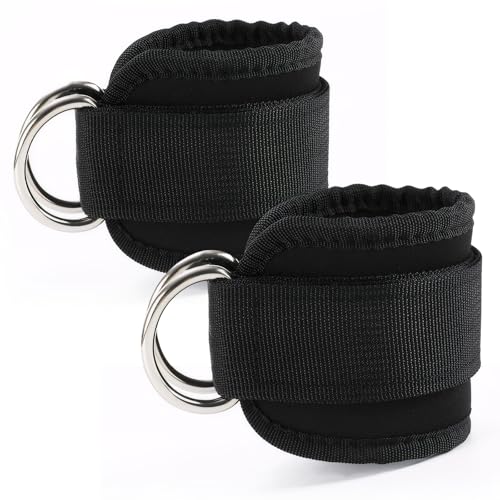 Adjustable Weightlifting Wrist Straps with D Ring and Padded Cuffs, 2 Pack for Strength Training