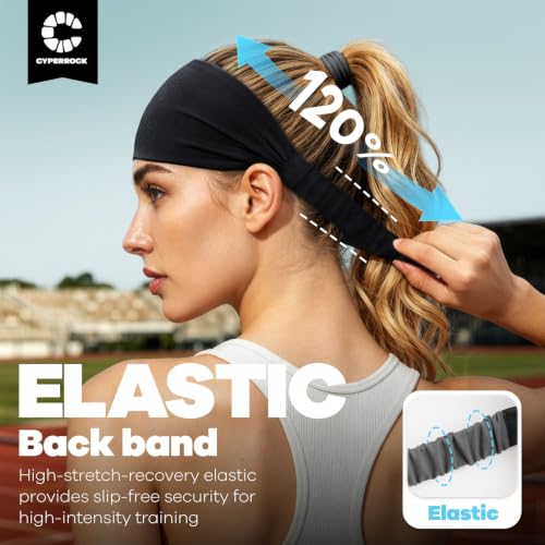 Moisture-Wicking Wide Headband for Sports & Workouts - Black