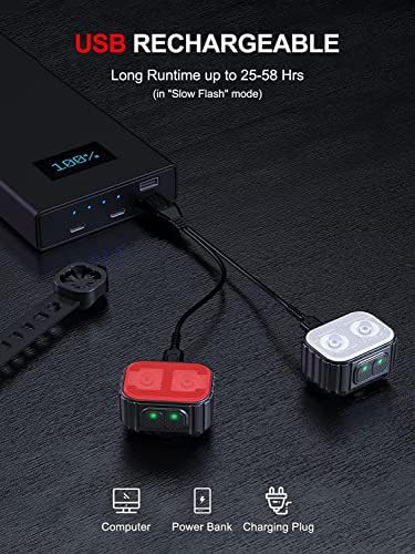 Rechargeable Bike Lights Set - Super Bright LED with 2 Modes, Waterproof, Long Battery Life