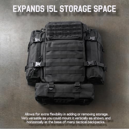WYNEX Black Molle Pouch for Tactical Backpack – Side Admin Sustainment, Modular Expansion