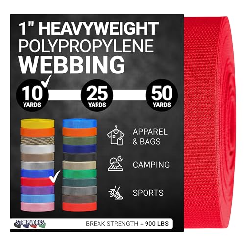 Heavy Duty Polypropylene Webbing - 1" x 10 Yard - Red