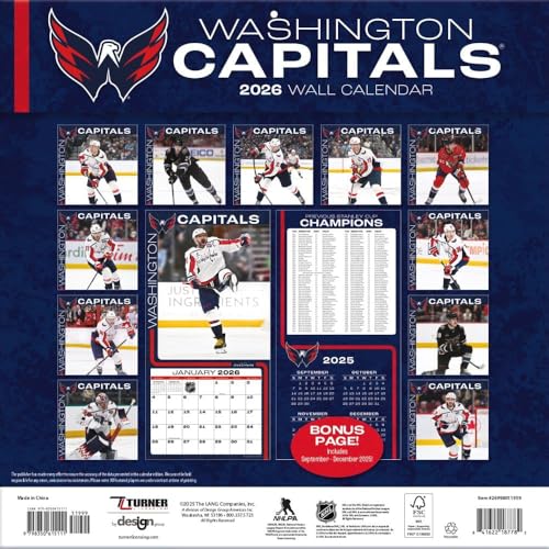 Washington Capitals 2026 Wall Calendar - 12x12 Action Photos