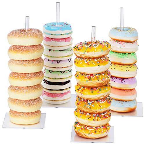 Acrylic Donut Stand - 4 Pack Clear Bagel Holder Tower