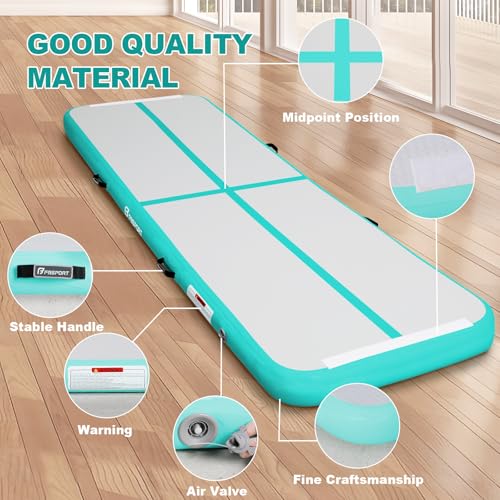 10ft Inflatable Gymnastics Mat - 4in Thick Light Green