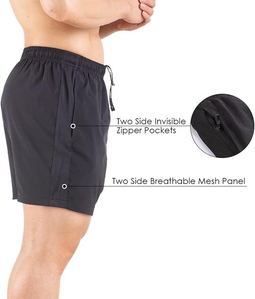 Gaglg Men's Running Shorts - Quick Dry Athletic Gym Shorts with Zipper Pockets | 5" 2-Pack