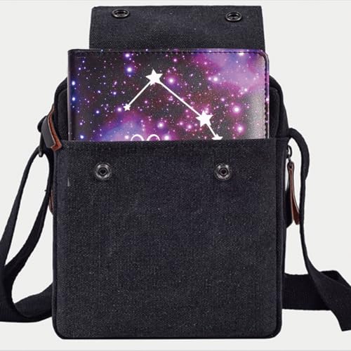CAAORDKSO Small Canvas Messenger Bag for Men & Women - Black, Crossbody Travel Purse