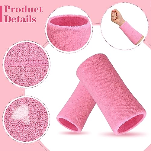 Wrist Sweat Bands - 6 Inch Elastic Absorbent for Tennis & Basketball - Black, White, Pink