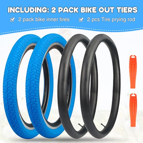 WEEROCK 20 Inch Bicycle Tires & Inner Tubes Blue 2 Pack for MTB BMX