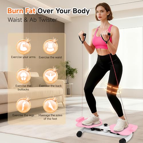 Waist Twister Fitness Machine - Ultra-Quiet & Foot Massage - Pink