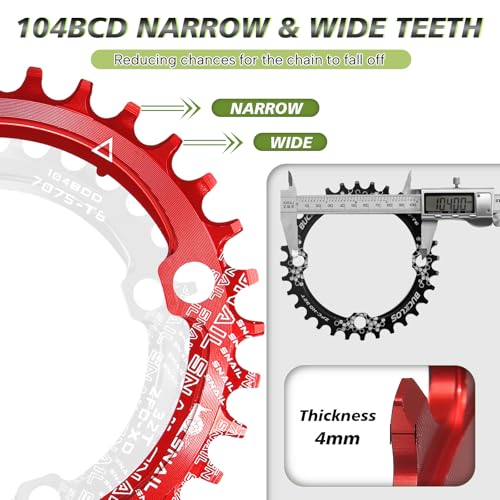 BUCKLOS Mountain Bike Crankset 170mm 32T Square Taper – Single Speed, Black