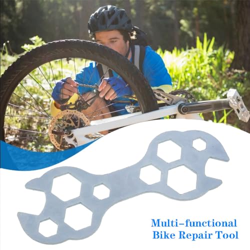 Multi-Hole Bicycle Wrench Set - Durable 45 Steel, 2-Piece