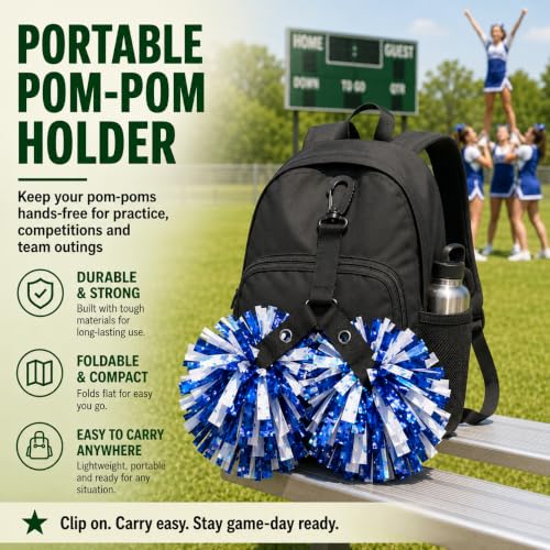 Pom Pom Holder for Backpacks - Snap Closure Hanger for Cheerleaders