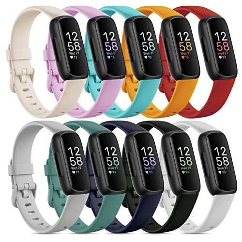 Farluya 10-Pack Small Silicone Fitbit Inspire 3 Replacement Bands for Women & Men
