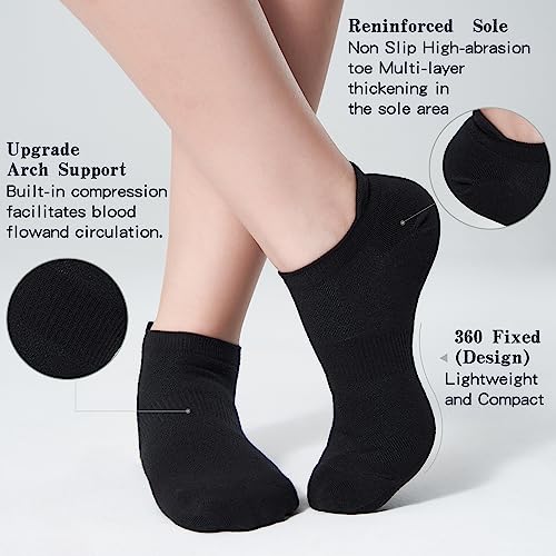 Varietyou Men's & Women's 6-12 Pairs Thin No-Show Ankle Socks Black 9-11/6 Pairs