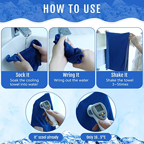 Cooling Towels - 30 Pack, Lightweight Polyester, Dark Blue