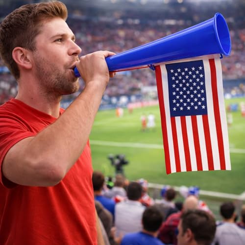 3-Pack USA Flag Cheering Horns - Loud Plastic Noise Makers