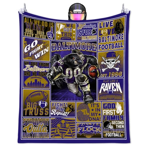 Baltimorer Purple Football Blanket 50x60 inches for Fans, Sofa & Bed Decor