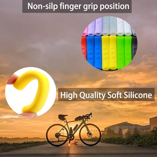 4 Pairs Silicone Brake Lever Grip Covers - Anti-Slip Handle Sleeves - Yellow