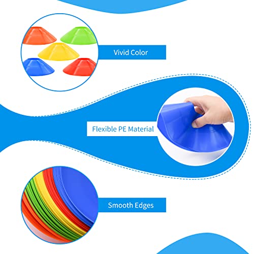 Agility Disc Cones Set - 50 Pack with Carry Bag & Holder