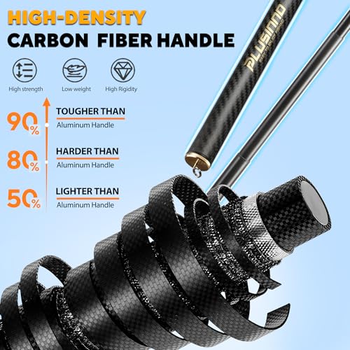 PLUSINNO 6.56 Ft Telescoping Carbon Fiber Fishing Net with Handle - Lightweight & Rust-Resistant