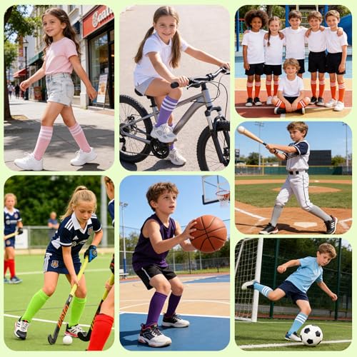 Kids Knee High Soccer Socks - 2 Pairs, Light Blue, 3-6 Years