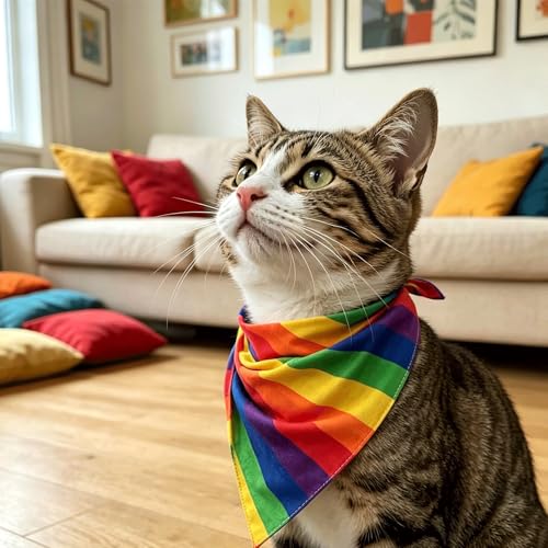 Rainbow Bandanas for Dogs - 2 Pack Cotton Handkerchiefs