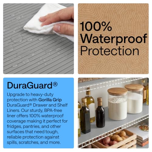 GORILLA GRIP Non-Adhesive Shelf Liner Gray 12"x10' Waterproof & Oil-Resistant