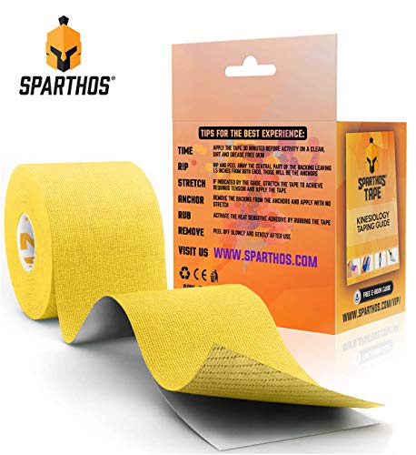 Kinesiology Tape Roll - Uncut KT Sports Tape - Sunny Yellow + Free Guide