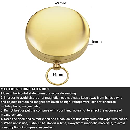 Golden Pocket Compass - Glow in the Dark Waterproof Navigation Tool