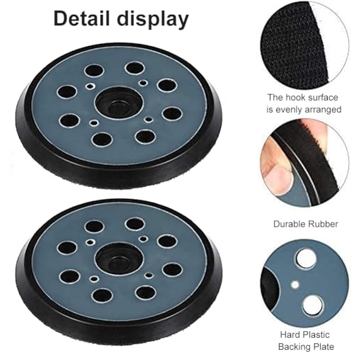 2pcs 5 Inch 8 Holes Orbital Sander Replacement Pad Compatible with DeWalt, Hook and Loop Replacement Backing Sanding Pad for Most Grinders with 4 Screws Holes