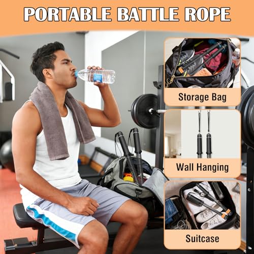 Portable Ropeless Battle Ropes with Adjustable Weights - Black