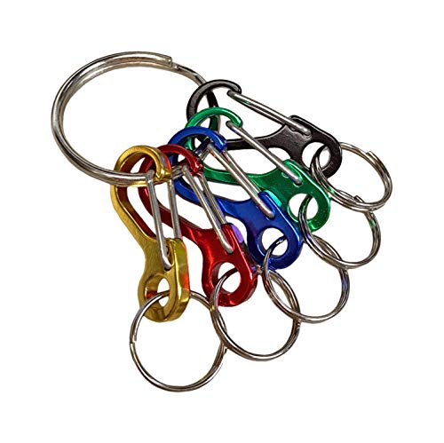 Small C-Shape Carabiner Keychain Clips Set - 5 Colors, 1 Pack