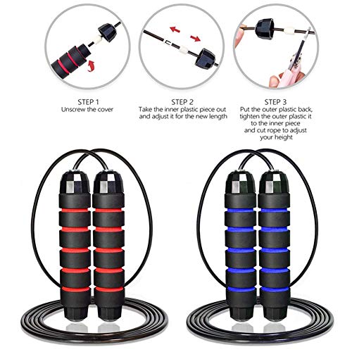 Adjustable Jump Rope for Fitness - Red & Blue - Cardio Workout