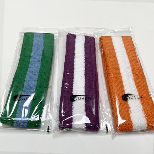 Terry Sports Headband - Blue/Dark Orange Stripe