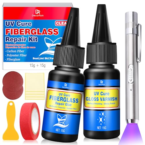 Fiberglass Boat Repair Kit with UV Light - Fast Drying, Mega Adhesion