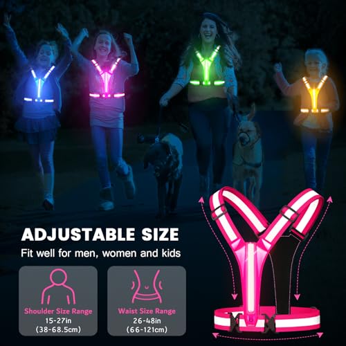 LED Reflective Running Vest - Rechargeable Safety Gear for Night Running