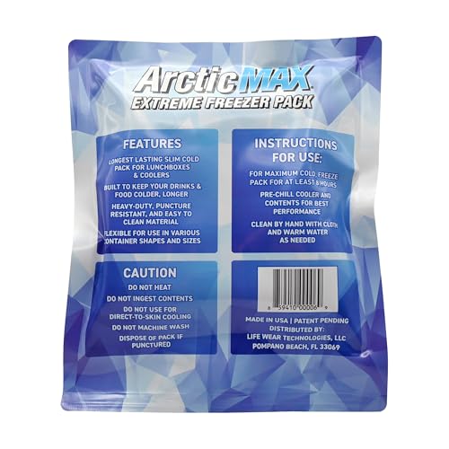 ARCTICMAX Small Long-Lasting Slim Cooler Ice Pack - Reusable & Puncture-Resistant