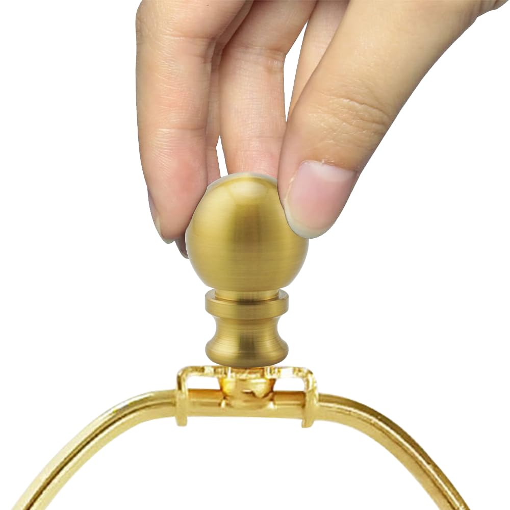 Asjeumt 2 Pieces Lamp Finials, Antique Brass Finial for Lamps, Lamp Shade Nut Screw Cap, Metal Knob Topper Finial, for Decorative Replacement DIY Table or Floor Light Lampshade Holder Harp Adapter