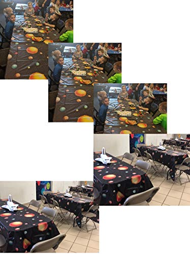 Outer Space Table Cover - 4 Pack Plastic Galaxy Decorations 54"x108"