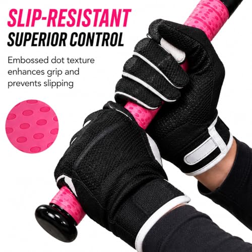 Baseball Bat Grip Tape - 1.1MM Slip-Resistant for All Weather - Pink