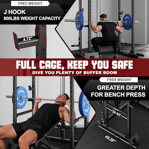 2000LB Power Cage Rack with Cable Crossover System - Black